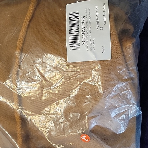 Tan Oversized Hoodie with Gray Accents - Picture 16 of 16